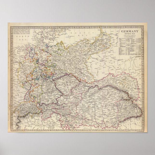 Affiche Carte générale Allemagne (Devant)