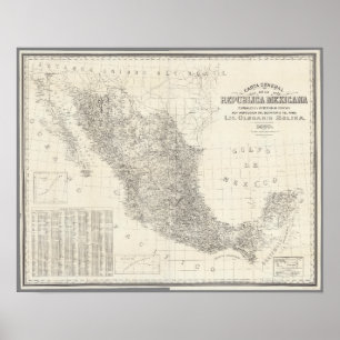 Affiche Carte générale de Carta de la Republica Mexicana