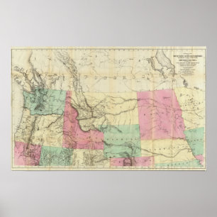 Affiche Carte générale des états de North Pacific