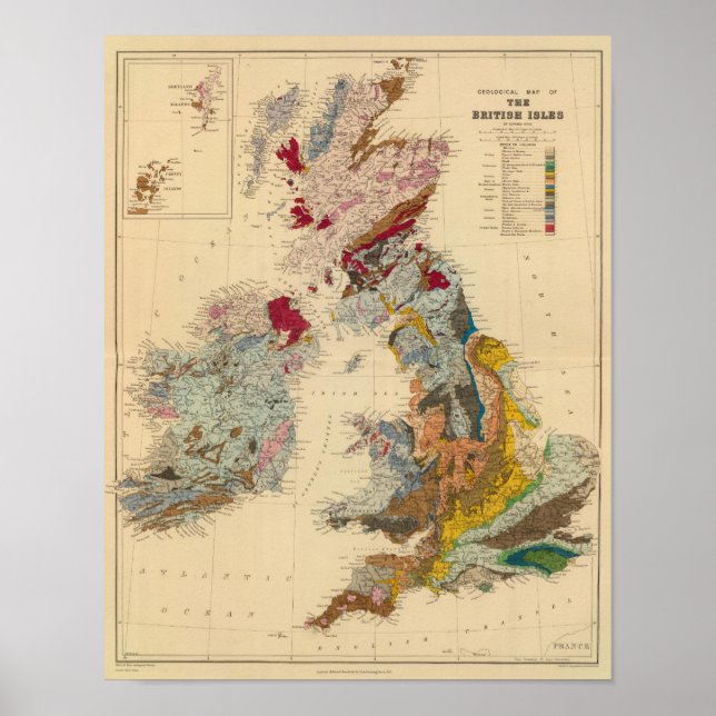Affiche Carte géologique, British Isles (Devant)