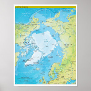 Affiche Carte géopolitique régionale de l'Arctique