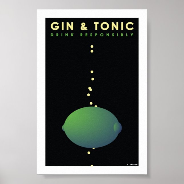 Affiche Carte Gin & Tonic (4" x 6") (Devant)