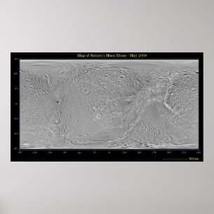 Affiche Carte globale de la lune Dione de Saturn