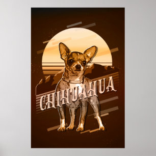 Affiche Carte graphique rétro Chihuahua Gold ID754