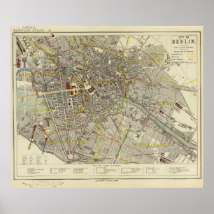 Affiche Carte historique de Berlin 1883 – Letts Popular At