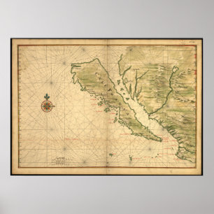 Affiche Carte historique de Californie