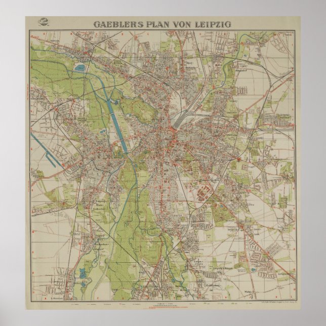 Affiche Carte historique de Leipzig par Gaebler édition 19 (Devant)