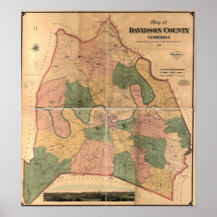 Affiche Carte historique de Nashville TN