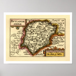 Affiche Carte historique du comté de Rutland (Rutlandshire
