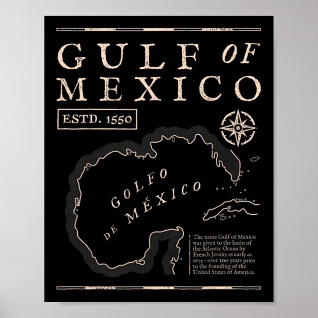 Affiche Carte historique du golfe du Mexique de 1672  (Devant)