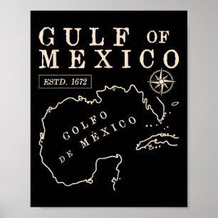 Affiche Carte Historique Du Golfe Du Mexique Depuis 1672 D