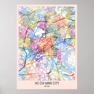 Affiche Carte Ho Chi Minh Ville Vietnam
