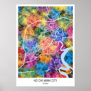 Affiche Carte Ho Chi Minh Ville Vietnam