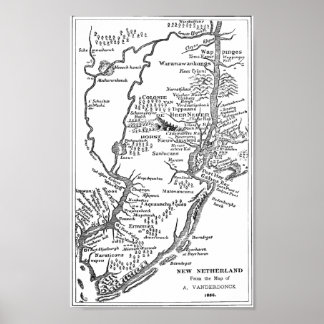 Affiche Carte hollandaise de New York à New Netherland de