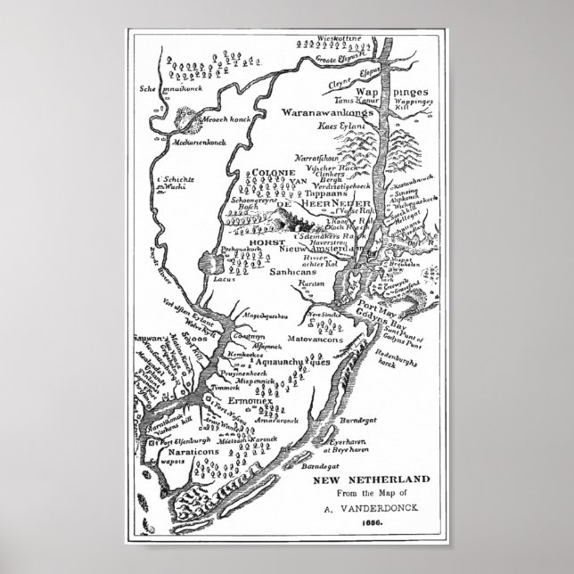 Affiche Carte hollandaise de New York à New Netherland de  (Devant)