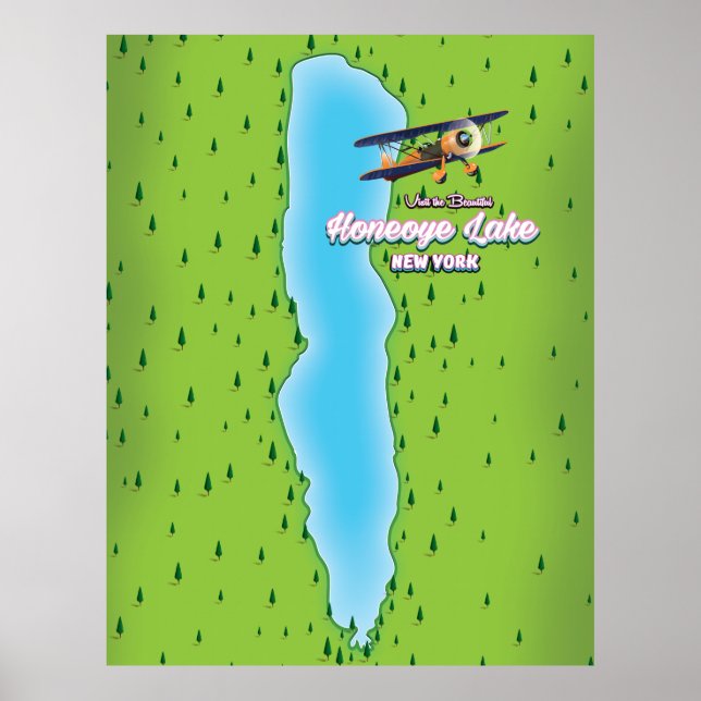 Affiche Carte Honeoye Lake New York (Devant)