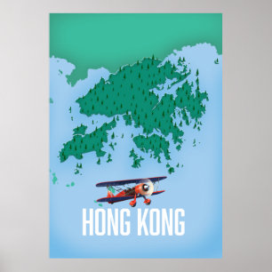 Affiche Carte Hong Kong