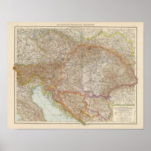 Affiche Carte hongroise d'empire de l'Autriche