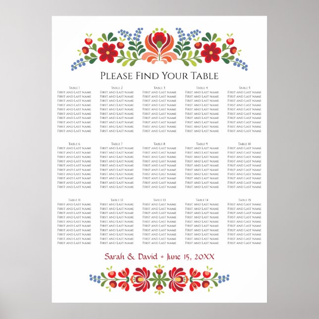 Affiche Carte Hongroise Design Red Flowers (Devant)