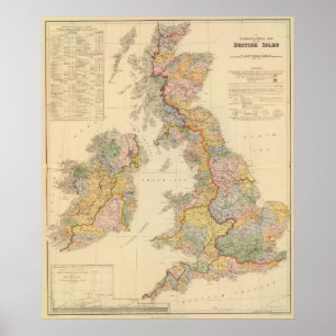 Affiche Carte hydrographique, Îles britanniques