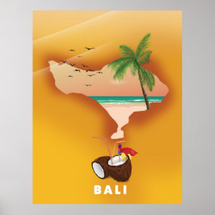 Affiche Carte illustrée de Bali