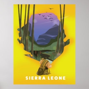 Affiche carte illustrée de la Sierra Leone