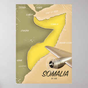 Affiche carte illustrée de la Somalie
