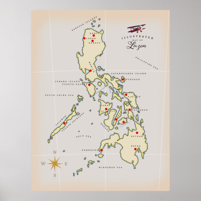 Affiche Carte illustrée de Luzon carte des Philippines (Devant)