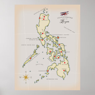 Affiche Carte illustrée de Luzon Philippines