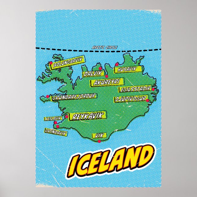 Affiche Carte illustrée de New York dans le style Pop Art (Devant)