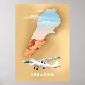 Affiche Carte illustrée du Liban
