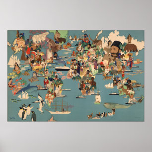 Affiche Carte imagée du monde