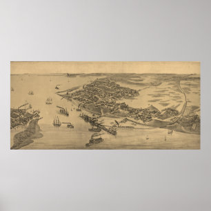 Affiche Carte imagée vintage de clé FL (1884) de cèdre