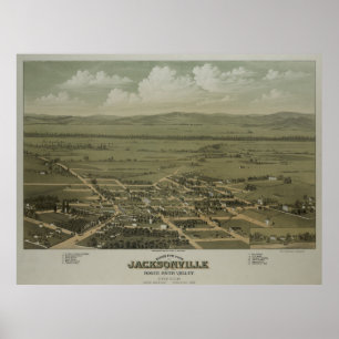 Affiche Carte imagée vintage de Jacksonville OU (1883)