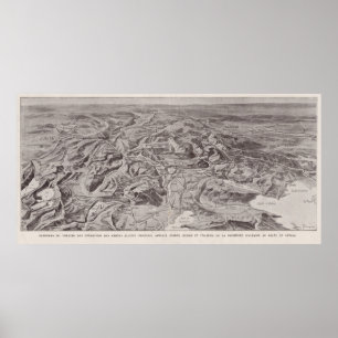 Affiche Carte imagée vintage de l'Albanie, Serbie,
