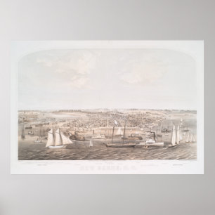 Affiche Carte imagée vintage de nouvelle Berne OR (1864)