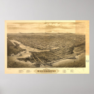 Affiche Carte imagée vintage de Victoria Vancouver (1878)
