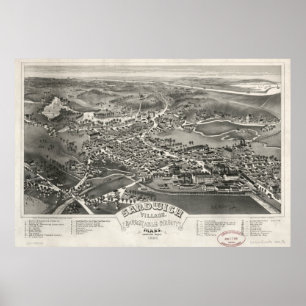 Affiche Carte imagée vintage du sandwich mA (1884)
