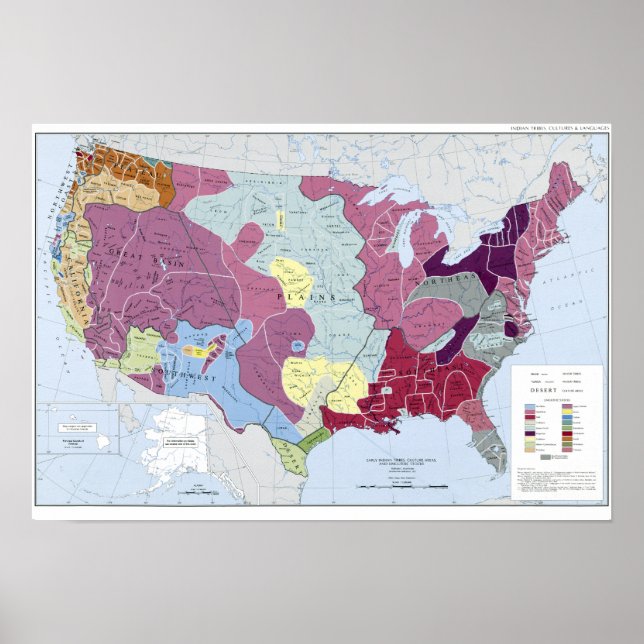 AFFICHE CARTE : INDIENS AMÉRICAINS (Devant)