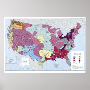 AFFICHE CARTE : INDIENS D'AMERIQUE