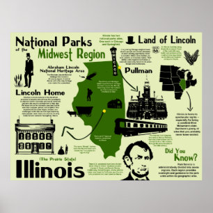 Affiche Carte infographique du parc national de l'Illinois