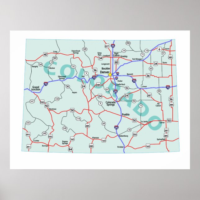 Affiche Carte Interstate Colorado Imprimer (Devant)