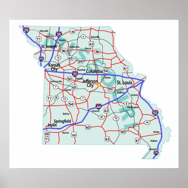 Affiche Carte Interstate Missouri Imprimer (Devant)
