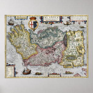 Affiche Carte Irlande 1609