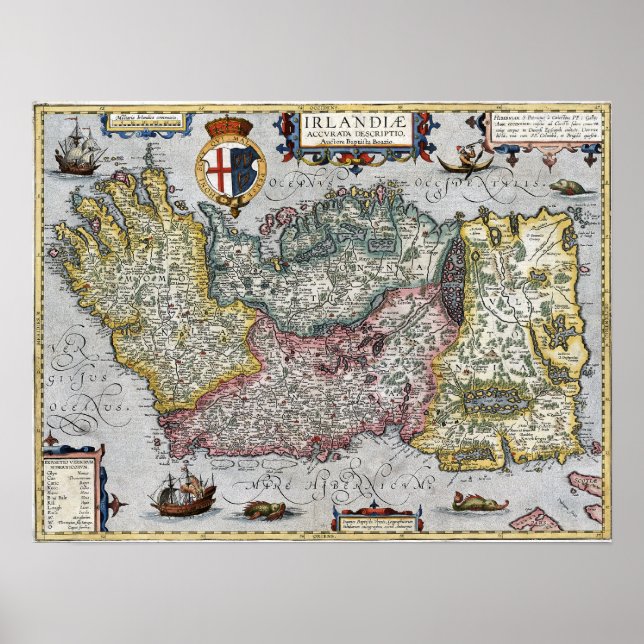 Affiche Carte Irlande 1609 (Devant)