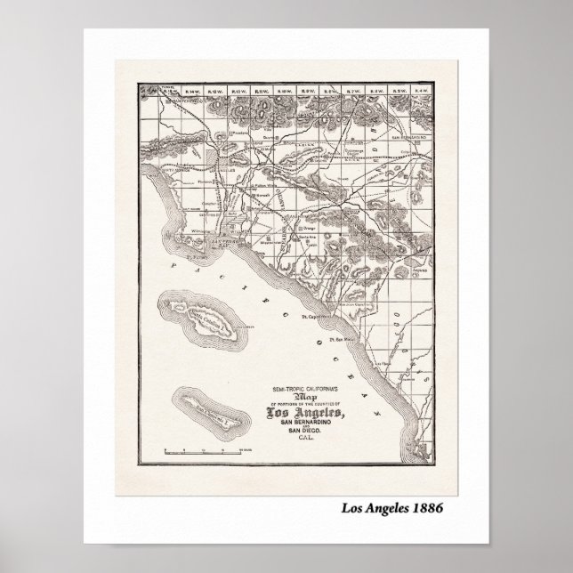 Affiche Carte LA de 1886 (Devant)