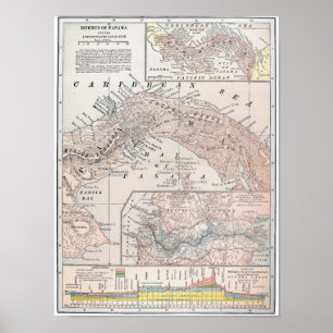 Affiche CARTE : Le PANAMA, 1907