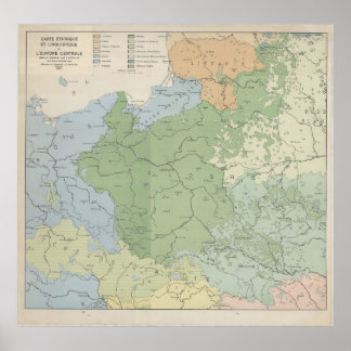 Affiche Carte linguistique de l'Europe centrale et orienta