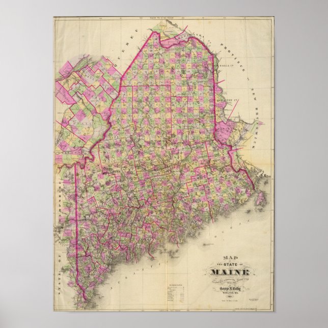 Affiche Carte Lithographiée du Maine (Devant)