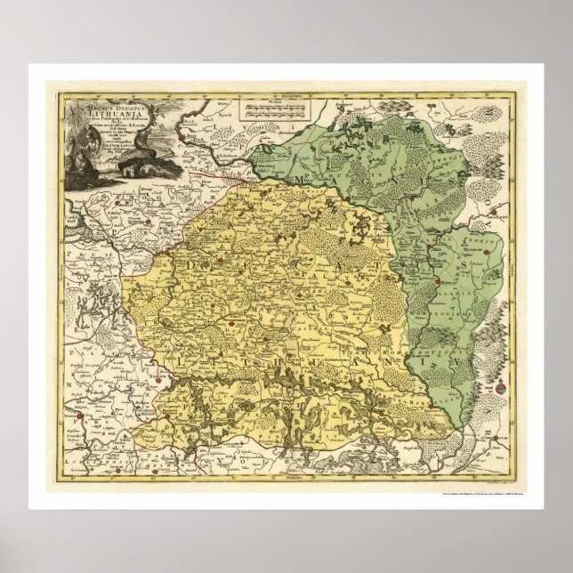 Affiche Carte Lituanie 1750 (Devant)
